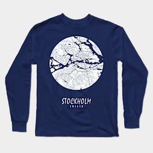 Stockholm, USA City Map - Full Moon Long Sleeve T-Shirt